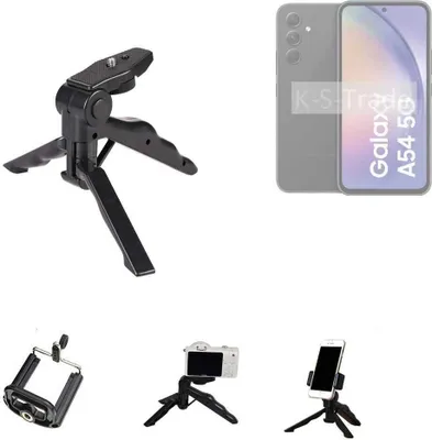 Produktbild von K-S-Trade Stativ Tisch-Ständer Dreibein Handy-Stativ Ständer kompatibel mit Samsung Galaxy M54 5G Mini-Stativ Smartphone Tripod Handy-Stativ aus