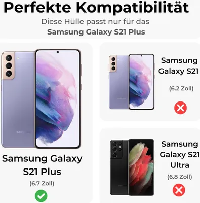 Produktbild von Handykette Samsung Hülle mit Band Handyhülle Kartenfächer Kunstleder Umhängetasche Galaxy S21+ Hellblau