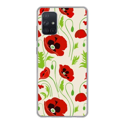 Produktbild von MuchoWow® Handyhülle Schutzhülle Hülle für Samsung Galaxy A51 Blumen - Mohn - Muster Silikon Softcase Handy Hülle - Schutzabdeckung