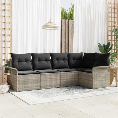 Image de Maison Exclusive - Ensemble de canapé de jardin 5 pcs Gris clair polyrotin