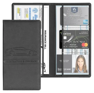 Productafbeelding van Autodocumentenhouder, Polyurethanleer, zwart, 24x12,8x1 cm