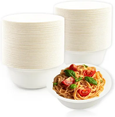 Produktbild von Einweg-Papier-Suppenbecher, 100 Stück, Biologisch Abbaubar, Zuckerrohr, 350 ml