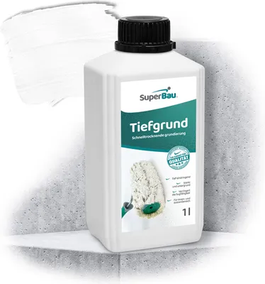 Produktbild von SuperBau Tiefgrund LF 1 L, Grundierung für Wand & Boden, Tiefengrund Innen & Außen, für Rigips Gipskarton Beton Estrich Putz OSB-Platten