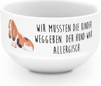 Produktbild von Mr. & Mrs. Panda Müsli Schüssel Hund Basset Hound - Weiß - Geschenk, suppenschale, dessertschale, Suppenschüssel, Kinderlos, Lustig, Obstschale, schale, Tierliebhaber