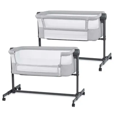 Produktbild von Kinderkraft NESTEE UP 2 - 2-in-1 Beistellbett - 5 Höhenstufen - neigbare Matratze - 4 Räder - leicht zu reinigen - inkl. Matratze - Grau