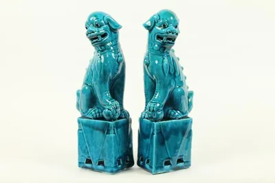 Obrázek produktu pro Jemné Asianliving čínské foo psi Fu lví psi chrám pár Peking lvi, Fu FOO psí sochy, kámen strážce sochy čínské Feng Shui strážce lvi porcelánu Jingdezhen