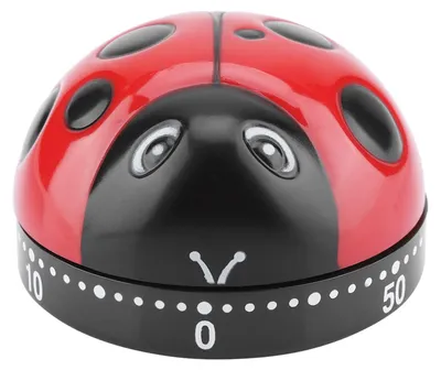 Productafbeelding van Mechanische keukentimer - 60 minuten timer - Handmatige timer voor in de keuken - Ontwerp met een lieveheersbeestje