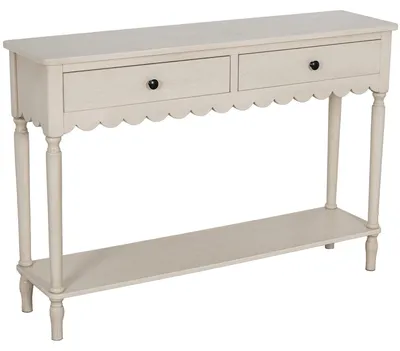 Consoletafel mit 2 Schubladen, Holz, Beige, 110x28x75 cm