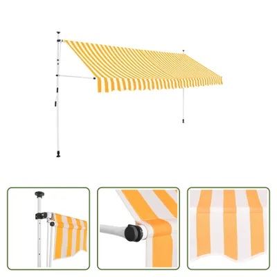Zdjęcie produktu dla The Living Store Wysuwana markiza obsługiwana ręcznie 350 cm pomarańczowo-biały w paski