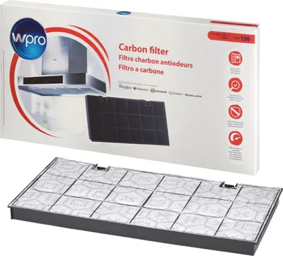 Produktbild von Wpro CHF150/1, Filter für Dunstabzugshaube, Schwarz, Grau, Karbon, Bauknecht, Whirlpool, Hotpoint, Indesit, KitchenAid, 1100 g/m², 435 mm
