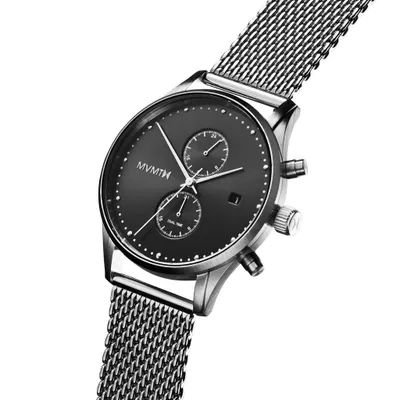 A close-up studio shot of a men's watch.