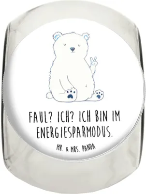 Produktbild von Mr. & Mrs. Panda Frischhaltedose Eisbär Faul XL 2000ml - Weiß - Geschenk, Homeoffice, Arbeit, Büro, Kaffeedose, Nordpol, Glasdose, Bär, Teddy, Teedose, Vorratsbehälter