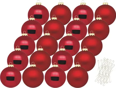 Produktbild von Weihnachtskugeln 20 Stk 6cm ochsenblut + 40 Haken gold