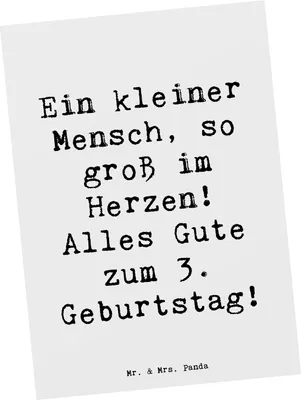 Produktbild von Mr. & Mrs. Panda Postkarte Spruch 3. Geburtstag Herz - Weiß - Geschenk, Alles Gute, Glückwunsch, herzergreifend, Postkarten, Kleinkind, Happy Birthday, Ansichtskarten