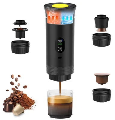 Tragbare 3-in-1 Espressomaschine, 20 bar, 7500 mAh, schwarz