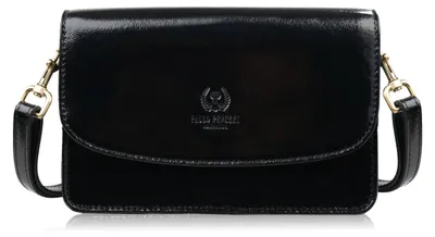 Produktbild von Damen kleines Leder lackiert schwarz Schulter Kupplung Handtasche Paolo Peruzzi AY-18-BL
