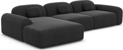 Produktbild von Strukturstoff L-Form Sofa Nuvia Schwarz Links