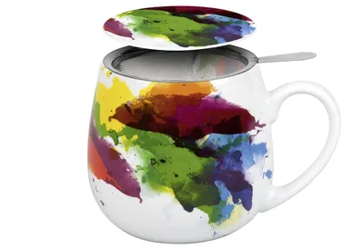 Produktbild von Könitz On Colour Flow Becher, Tasse, Teetasse, mit Sieb und Deckel, Porzellan, 420 ml, 11 5 143 1694