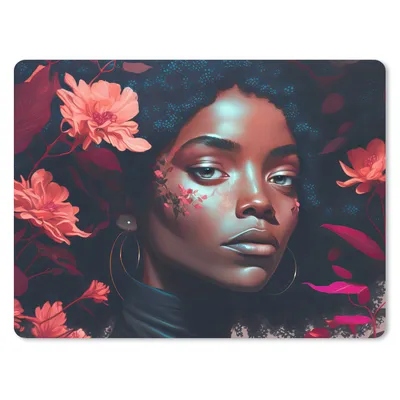 Produktbild von MuchoWow® Mauspad Mousepad Blumen - Frau - Porträt - Illustration 40x30 cm - Mousepads - Maus Mat - Pad - Mausunterlage - Anti Rutsch