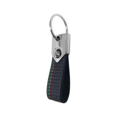 Image de Porte-clés Fiat, carbone tricolore noir avec logo Fiat Black