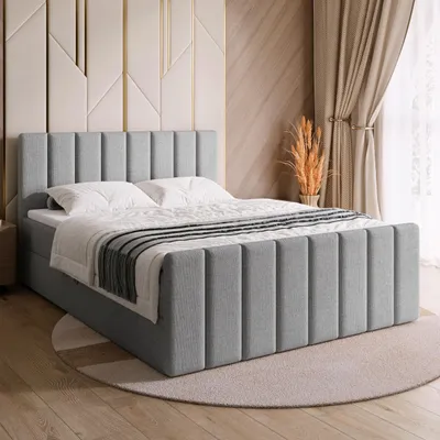 Produktbild von BroMARKT Boxspringbett DENVER DUO mit 2 Bettkasten, Bonell-matratze, Polsterbett, Bett (Grau, Malmo 90, 180x200 cm)