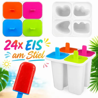 Produktbild von Eis am Stiel Formen DIY Eisförmchen Eisformen Stieleisform für 24 x Eis