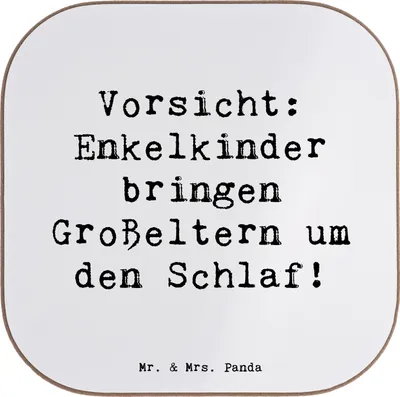 Produktbild von Mr. & Mrs. Panda unterleger Spruch Enkelkinder - Weiß - Geschenk, familiäre Bindung, Schlafmangel, Untersetzer Glas, gläseruntersetzer, Jubiläen, Geschenke, handgemacht