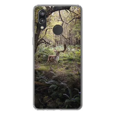 Produktbild von MuchoWow® Handyhülle Schutzhülle Hülle für Huawei P20 Lite (2020) Waldtier - Hirsch - Sonne Silikon Softcase Handy Hülle - Kartenhalter