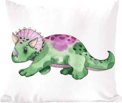 Produktbild von MuchoWow® Zierkissen Sofakissen Wohnzimmer Dekokissen 40x40 cm Dinosaurier - Kinderzimmer - Grün - Jungen - Mädchen - Kinder - Foto Kissen - Schlafzimmer Dekoration