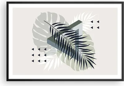 Produktbild von Gerahmtes Poster - Schwarzer Rahmen - Monstera Palme Grafik - 91,5x61 cm - Wand Bild - Wanddeko - Wandbilder - Kunstposter - Wandposter - Bilderrahmen - Bilder - Kunstdruck - P2BAA91x61-4519