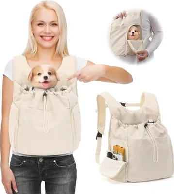 Produktbild von INF Tragbarer Haustierrucksack: Atmungsaktiv & Bequem für Hunde/Katzen Beige