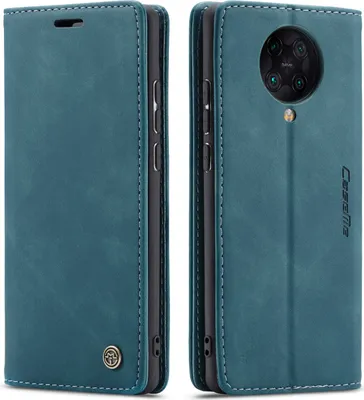 Image de Etui Redmi K30 Pro, étui rétro en cuir PU, pochettes pour cartes, fermeture magnétique, étui avec fonction stand pour Xiaomi Redmi K30 Pro bleu