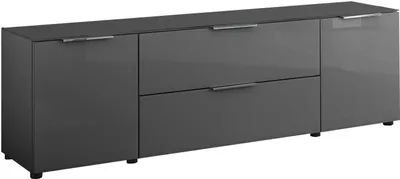 Produktbild von TV Lowboard - 180 x 54 cm - 2 Türen - 1 Schublade - 1 Klappe - Anthrazitglas - Anthrazit matt