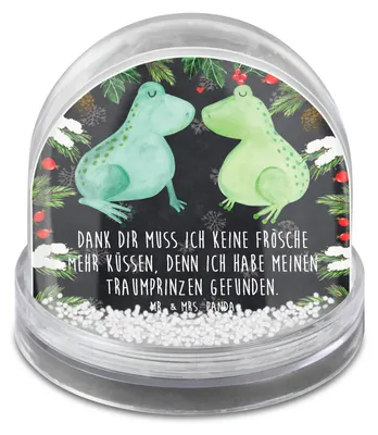Produktbild von Mr. & Mrs. Panda Weihnachts Schneekugel Frosch Liebe - Kreidetafel - Geschenk, schnee kugel, Freundin, Partner, Froschkönig, Schüttelkugel, Winter-Schneekugel