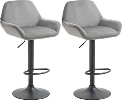 Produktbild von 2er Set Barhocker Braga Samt schwarz grau