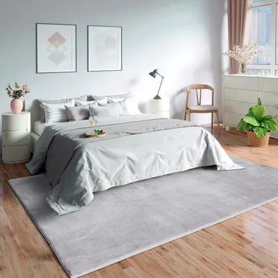 Produktbild von Modernes Kurzflor Teppich für Wohnzimmer 120x170 cm in Grau