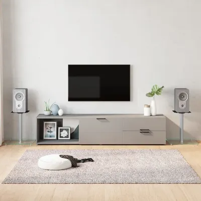 Obrázek produktu pro vidaXL Stojan na reproduktory 2 ks Stříbrné tvrzené sklo 1 sloupec