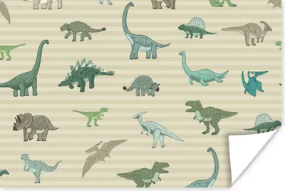 Produktbild von MuchoWow® Poster Dinosaurier - Braun - Grün - Jungen - Mädchen - Kinder 120x80 cm - Bilder
