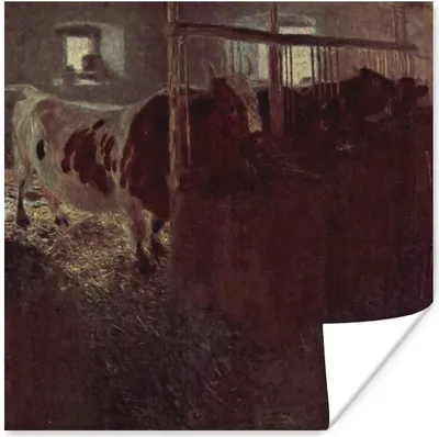 Produktbild von MuchoWow® Poster Kühe im Stall - Gustav Klimt Gemälde 75x75 cm - Wand Dekoration