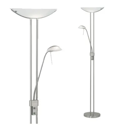 Two modern floor lamps are shown against a white background.