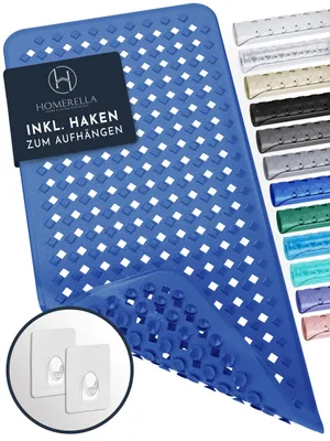 Produktbild von Homerella Badewannenmatte rutschfest Hautsensitiv 88x39cm mit AUFHÄNGUNG | Antirutschmatte Badewanne BPA frei | Duschmatte maschinenwaschbar Badematte