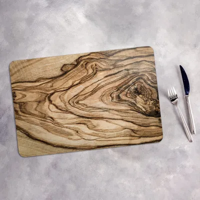 Produktbild von Tischset 6x45x30 cm Platzset Tischmatte Platzmatte Untersetzer - Olivenholz baum