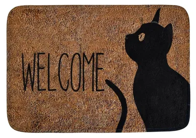 Immagine prodotto di Tappetino da interno/esterno con motivo a gatti, dimensioni 60x40 cm, lavabile, antiscivolo, ideale per raccogliere lo sporco