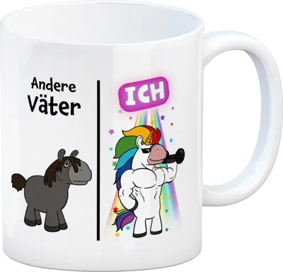 Produktbild von Andere Väter - ICH Kaffeebecher zum Vatertag mit coolem Einhorn