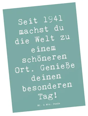 Produktbild von Mr. & Mrs. Panda Grußkarte Spruch 1941 Geburtstag - Meeresbrise - Geschenk, Geburtstagsgeschenk, geboren, bildkarte, Geschenkideen, Happy Birthday, Seit, Kunstkarten