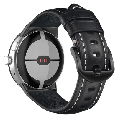 Produktbild von Lederarmband - Schwarz - Kompatibel mit der Google Pixel Watch