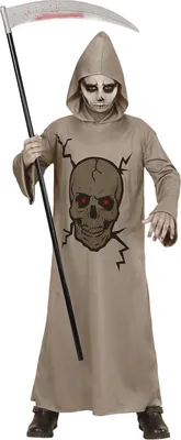 Image de Faucheuse tête de mort "Skull Master" pour enfants | Gris Taille : 140