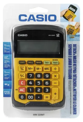Image de CASIO CALCULATEUR OFFICE WATERPROOF WM-320MT-S Affichage à 12 chiffres. Clavier amovible 108.5x168.5 Niveau d'étanchéité et de résistance à la saleté : IP54