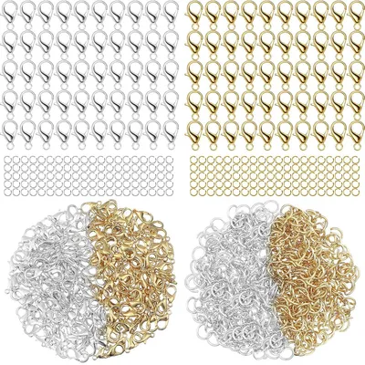 Produktbild von TRANKIELO® - 600 Verschlüsse für Armbänder – Edelstahl – 200 Karabinerverschlüsse und 400 Bügelverschlüsse