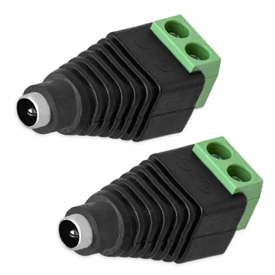 Produktbild von 2x DC Buchse Hohlbuchse 2,5 x 5,5mm > Terminal Block 2-Pin Adapter Schraubbar Verbinder